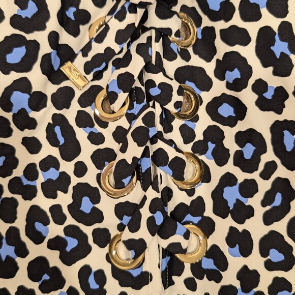 Michael Kors Leopard Lace-up One Piece Swimsuit - Women's sz 6 - Picture 10 of 11